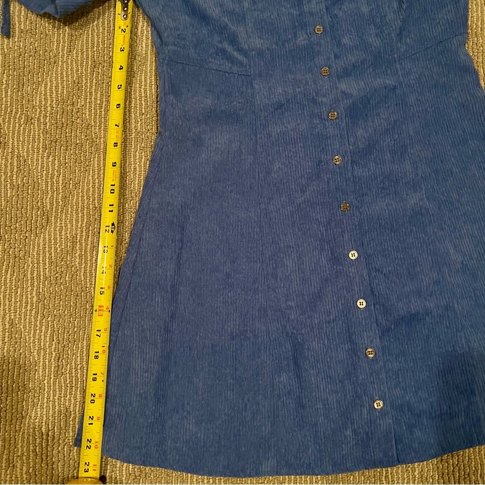 Day+Moon Sweetheart Blue Corduroy Button up Mini  Dress Size Medium - Picture 11 of 15